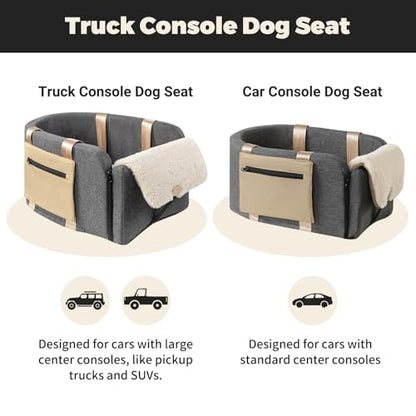 Large Console Dog Car Seat - Truck Dog Booster Seats for Big Console Vehicles Large Space for Dogs UP to 18lbs, Pretty Sturdy Pet Car Seat Designed for Pickup and Trucks