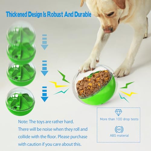 Dog Treat Ball, Dog Food Puzzle Slow Feeder Interactive Squeaky Mental Stimulation Toys, Dog& Cat Treat Dispenser Puzzle Toys Active Rolling Balls for Medium/Large Dog Breeds - color: Green