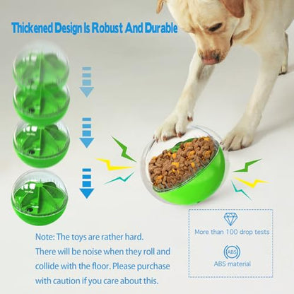 Dog Treat Ball, Dog Food Puzzle Slow Feeder Interactive Squeaky Mental Stimulation Toys, Dog& Cat Treat Dispenser Puzzle Toys Active Rolling Balls for Medium/Large Dog Breeds - color: Green