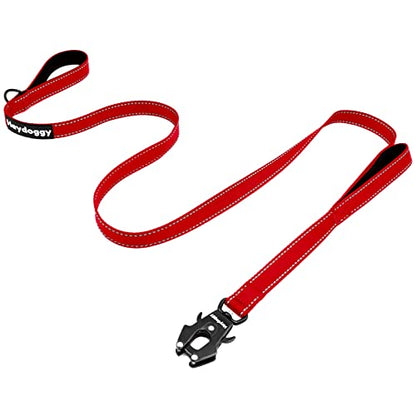 Strong Heavy Duty Dog Leash - 5ft Reflective Nylon Training Leash with Soft Padded Double Handle & Auto Lock Frog Clip - Safety Traffic Control for Large Medium Small Dogs No Pull Walk Red,5ft - color: Red, size: 5FT x 1" x 2.8MM