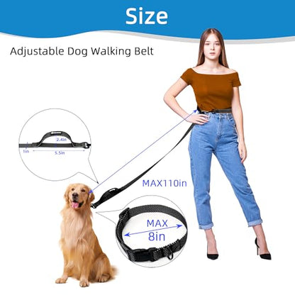 Hands Free Dog Leash Pet Supplies Waist Leash for Walking, 9ft Adjustable Waist Belt Training Leashes Heavy Duty Crossbody Dog Running Biking Hiking for Small Medium Large Dogs(Black)