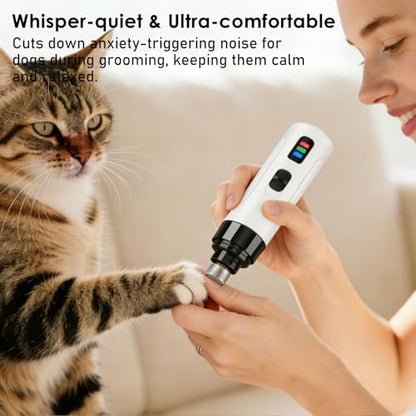 Ntrjtrss Quiet Dog Nail Grinde with 2-Speed, Professional Groom Pro Nail Grinder for Dogs for Small/Medium/Large Dogs & Cats, Rechargeable Grind Pro for Dogs with Replacement Grinding Heads
