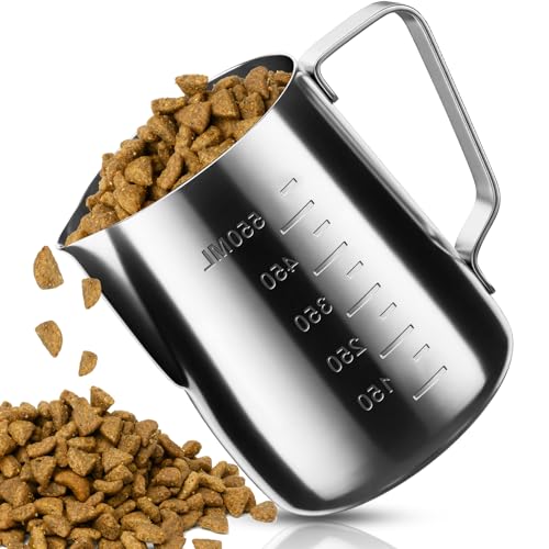 2.5 Cup Dog Food Scoop Stainless Steel Dog Food Measuring Cups Pet Food Scoop with Precision Scale Measurements for Dogs,Cats or Bird Foods, Injection Molded and Dishwasher Safe (2.5 CUP) - size: 2.5 CUP