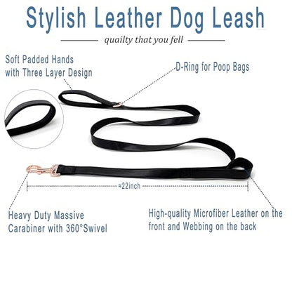Dog Leash 6ft Long,Traffic Padded Two Handle,Heavy Duty,Double Handles Lead for Control Safety Training,Leashes for Large Dogs or Medium Dogs,Dual Handles Leads (Black, 25MM*6FT) - color: Black