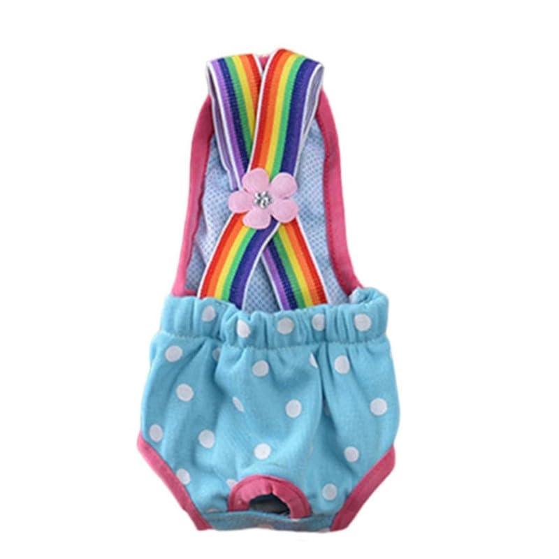 Dog Sanitary Diaper Polka Dot Striped Female Dog Sanitary Panties Cute Compatible with Outdoor Polka Dot (Blue, S)