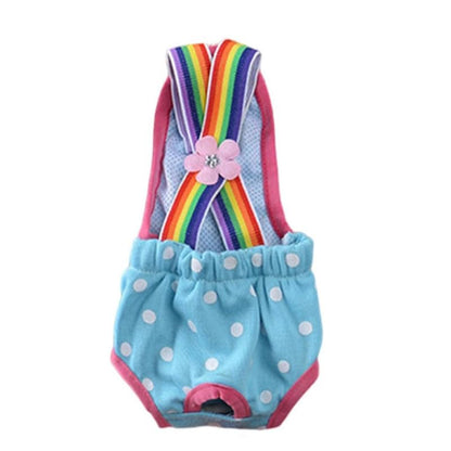 Dog Sanitary Diaper Polka Dot Striped Female Dog Sanitary Panties Cute Compatible with Outdoor Polka Dot (Blue, S)