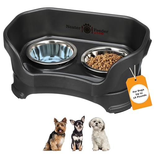 Neater Pet Brands Neater Feeder Deluxe Mess Proof Dog Bowls Elevated for Small Dogs Under 19 lbs, Made in USA, No Spill Raised Dog Food Bowl Stand Feeding Station, Food and Water Bowl Set, Black - color: Midnight Black, size: Small with Standard Bowl