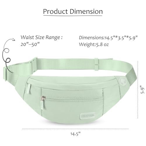 MAXTOP Large Crossbody Fanny Pack with 4-Zipper Pockets,Gifts for Enjoy Sports Festival Workout Traveling Running Casual Hands-Free Wallets Waist Pack Phone Bag Carrying All Phones - color: Sage Green, style: Large Fanny Pack(4 Zipper Pockets)