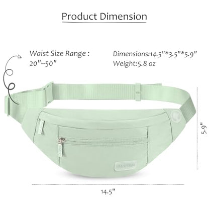 MAXTOP Large Crossbody Fanny Pack with 4-Zipper Pockets,Gifts for Enjoy Sports Festival Workout Traveling Running Casual Hands-Free Wallets Waist Pack Phone Bag Carrying All Phones - color: Sage Green, style: Large Fanny Pack(4 Zipper Pockets)