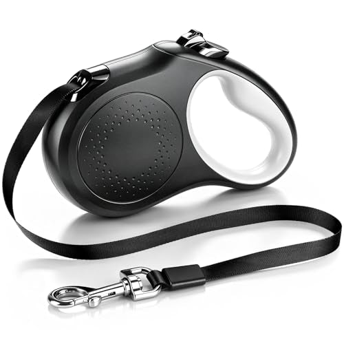 Retractable Dog Leash 16FT for Small & Medium Dogs up to 55 lbs – Tangle-Free 360° Swivel, One-Hand Dual Brake & Lock, Comfortable Anti-Slip Grip for Safe Daily Walks