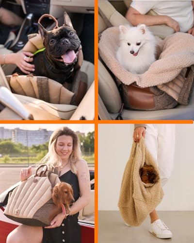 Owleys Dog Travel Bag | Cat Carrier | Small Pet Taxi | Lightweight Soft-Sided Tote, Car-Seat Compatible, Washable, 6–20 lb | Vegan Materials | Brown