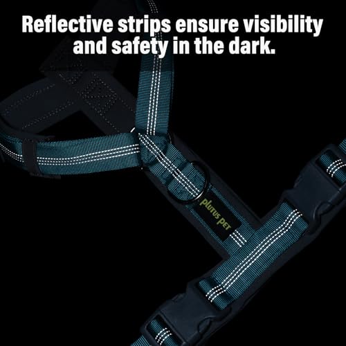 Plutus Pet No Pull Dog Harness, Adjustable Nylon Harness with Soft Padding, Reflective and Heavy Duty Dog Harness for Small, Medium, Large Dogs(Cyan, M) - color: Cyan, size: M