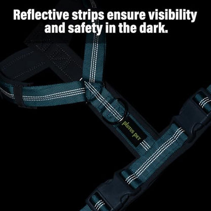 Plutus Pet No Pull Dog Harness, Adjustable Nylon Harness with Soft Padding, Reflective and Heavy Duty Dog Harness for Small, Medium, Large Dogs(Cyan, M) - color: Cyan, size: M