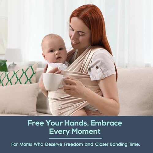 Baby Wraps Carrier, Jeroray Baby Carrier,Hands Free Infant Carrier, Lightweight,Breathable,Softness,Khaki - color: khaki