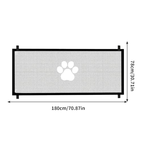Cat Dog Gate Indoor Flexible Pet Gate for Stairs No Drilling Antis Fence, Dog Gates for Doorways Extra Wide, Indoor Isolation Net Stair, Safety Fence Door for Pets 71x31in Black