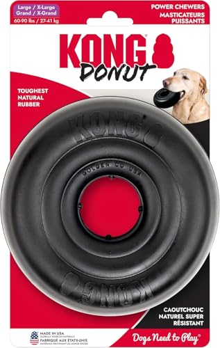 KONG Extreme Donut Dog Toy – Toughest Durable Natural Rubber Chew Toy for Power Chewers – Safe on Teeth & Gums, Fun Bounce & Roll for Indoor and Outdoor Play (Large/X-Large) - size: (Large/X-Large)