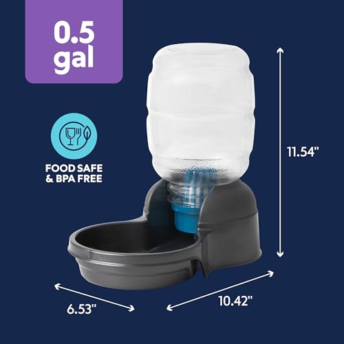 Petmate Replendish Automatic Dog Water Dispenser Gravity Pet Waterer with Microban Protection Base, 100% BPA Free - 0.5 Gallon, Wide Mouth Bowl, with 2 Extra Filters - size: Extra Small