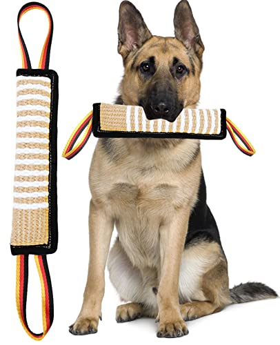 Clysoru Dog Tug Toy Tough Jute Bite Pillow Lasting Training Equipment Puppy to Large Dogs Interactive for Large and Small - color: Black flag