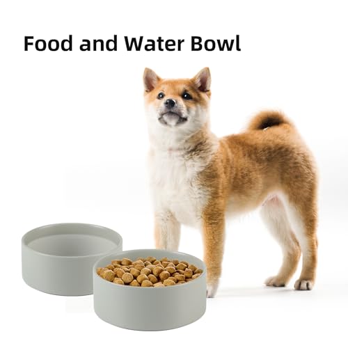 Havniva 6.1” Ceramic Dog Bowls, Dog Food and Water Bowl for Small & Medium Dogs, Durable Dog Water Bowl with Non-Slip Rubber Base Large Capacity Pet Feeding Bowl - color: Matte Gray, size: 6.1 Inch