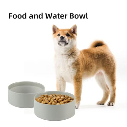 Havniva 7.3” Ceramic Dog Bowls, Dog Food and Water Bowl for Medium Dogs, Durable Dog Water Bowl with Non-Slip Rubber Base Large Capacity Pet Feeding Bowl - color: Matte Gray, size: 7.3 Inch