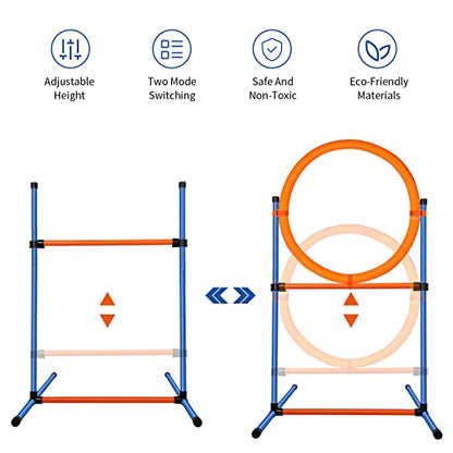 Dog Agility Training Equipment, 60-piece Dog Obstacle Course Training Starter Kit Pet Outdoor Game with Tunnel, Agility Hurdle, Weave Poles, Jump Ring, Pause Box, Toy Balls and Storage Bag - size: 5 PCS SET with Tunnel
