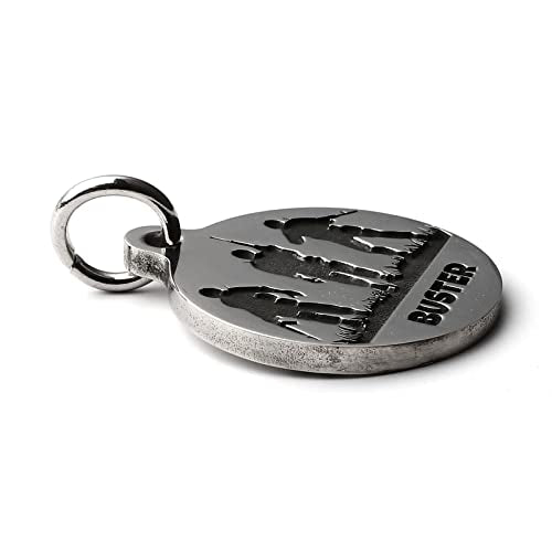 Deep Engraved Dog ID Tag Stainless Steel Personalized Customized Unique Pet ID Card Wolf Round (Soldiers S) - size: Soldiers S