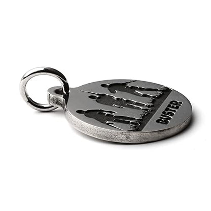 Deep Engraved Dog ID Tag Stainless Steel Personalized Customized Unique Pet ID Card Wolf Round (Soldiers S) - size: Soldiers S
