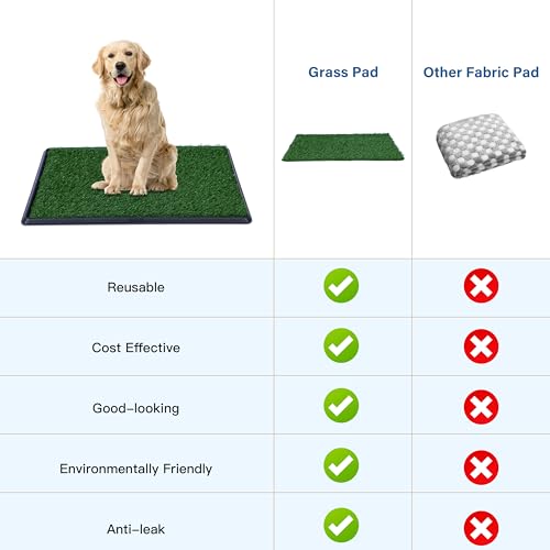 FluffyDream Artificial Grass for Dog Potty – 20x25 inch,Strong Absorbency Grass Pad, Dog Grass Pad with Tray, Dog Potty Training Pad, Dog Litter Box with Grass (20""x30"" X2), Green - size: 20"x30" X2