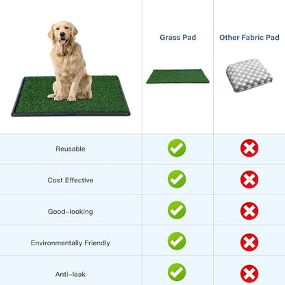 FluffyDream Artificial Grass for Dog Potty – 20x25 inch,Strong Absorbency Grass Pad, Dog Grass Pad with Tray, Dog Potty Training Pad, Dog Litter Box with Grass (20""x30"" X2), Green - size: 20"x30" X2