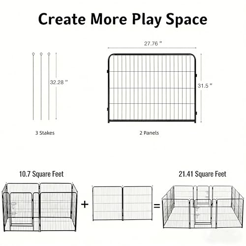 Simple Deluxe Dog Playpen Outdoor Indoor, 32 Inch 2 Panels Dog Fence for Small Dogs Puppy, Perfect Dog Pen for Camping, Yard, RV, Garden Fence, Black - size: 32 Inch 2 Panels