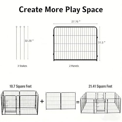 Simple Deluxe Dog Playpen Outdoor Indoor, 32 Inch 2 Panels Dog Fence for Small Dogs Puppy, Perfect Dog Pen for Camping, Yard, RV, Garden Fence, Black - size: 32 Inch 2 Panels