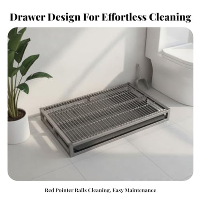Slatted Dog Potty Open-Grid Surface Drawer-Style Dog Toilet Drainage Design Puppy Potty Tray, Small 52cm 35cm - size: Small 52cm 35cm