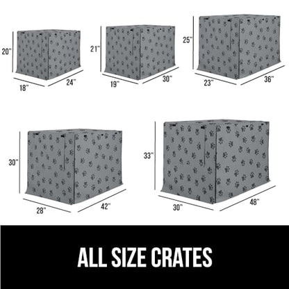 GORILLA GRIP Dog Crate Covers compatible with Amazon Basics Dog Crates, All Sides Open, Privacy Cover Fits 24" Wire Kennel, Breathable Mesh Windows, Light Reducing Puppy Training Cage Topper, Gray Paw - color: Gray Black Paw, size: 24" X 18" X 20"
