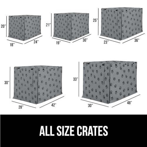 GORILLA GRIP Dog Crate Covers compatible with Amazon Basics Dog Crates, All Sides Open, Privacy Cover Fits 48" Wire Kennel, Breathable Mesh Windows, Light Reducing Puppy Training Cage Topper, Gray Paw - color: Gray Black Paw, size: 48" X 30" X 33"