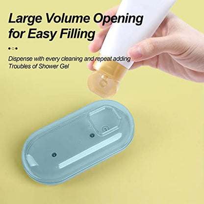 Dog Bath Brush Pet Grooming Soothe Massage With Shampoo Dispenser Soft Silicone Bristle For Short Haired Cat Shower(Blue) - color: Blue