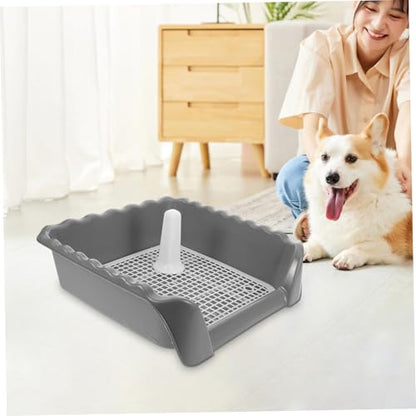 Indoor Dog Toilet with Induction Column Medium Dog Potty Training Tray with Mesh Grid for Easy Cleaning for Home Balcony Use