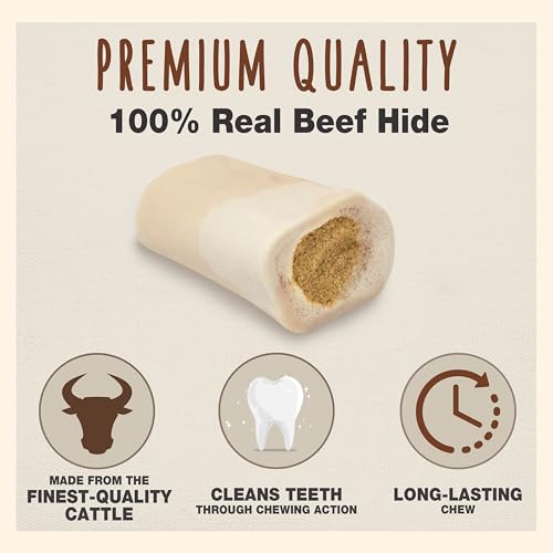 Cadet Stuffed Shin Bone, Long-Lasting Dog Chew Bones for Aggressive Chewers, High Protein Filled Bone Dental Chew for Dogs, Peanut Butter Flavor Filling, 3-4" for Small Dogs, 3 Pack - size: 3 Count (Pack of 1)