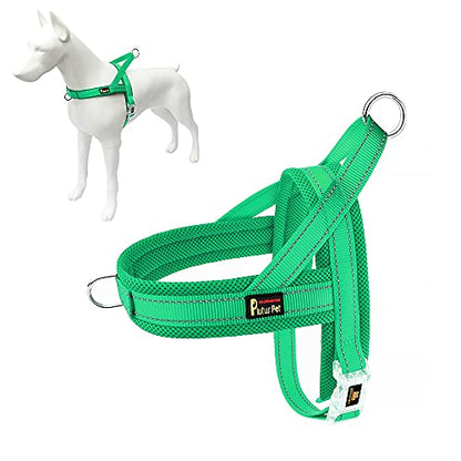 Plutus Pet No Pull Dog Harness with Breathable Mesh Padded, Adjustable Reflective Escape Proof Dog Harness, Quick Fit Dog Vest Harness for Small Medium Large Dogs(XXS, Green) - color: Green, size: XXS: chest 11.8"-15"