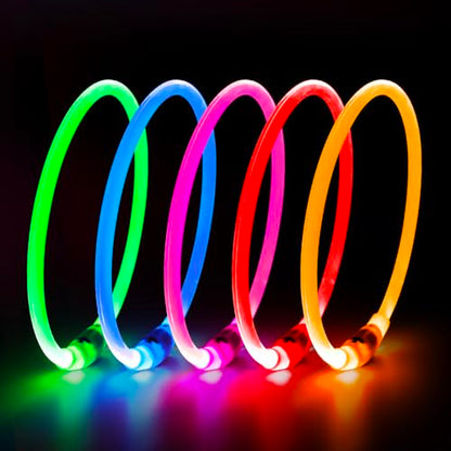 HIGO Light Up Dog Collar USB Rechargeable LED Dog Collar Glow in The Dark, TPU Flash Dog Necklace Light Make Your Dogs Be Visible& Safe (Orange) - color: Orange
