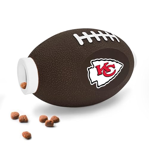 Pets First NFL Kansas City Chiefs Football Treat Dispensing Toy for Dogs, Cats - Interactive Fun, Natural Rubber Toy - color: Kansas City Chiefs