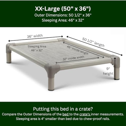 Kuranda Chewproof Elevated Dog Bed – 50" x 36" - Sunsure Textilene - Birch - color: Birch, size: XX-Large