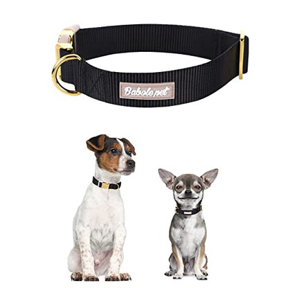 Nylon Dog Collar - Adjustable Black Soft Webbing Dog Collars for Small Medium Large Dogs Boy Girl Puppy Collar with Safety Metal Buckle XS - color: Nylon-Black, size: XS