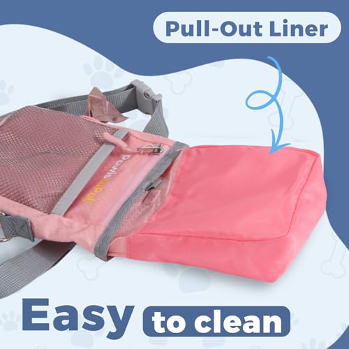 Dog Treat Pouch for Pet Training, One-Hand Magnetic Closure, Hands-Free Treat Bag with Silicone Liner, No Mess No Smell - color: Pink