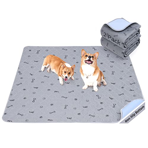 2Pack Puppy Pads Washable, 48x48 Reusable Pee Pads for Dogs, Absorbent Whelping Pads Waterproof Dog Rug Non-Slip Protector for Housbreaking,Potty Training,Bed Couch Carpet - size: 48X48" (Pack of 2)