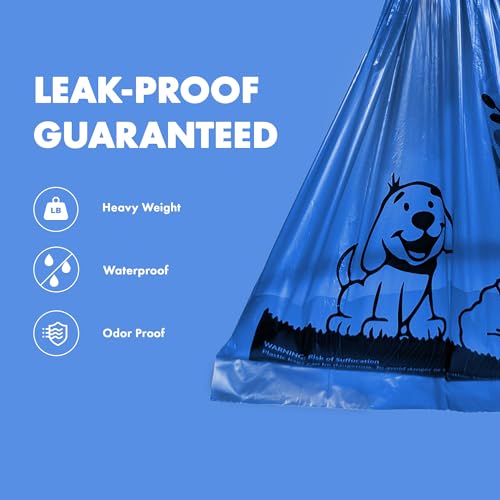 GORILLA SUPPLY 1000 Dog Poop Waste Bags with Dispenser and Leash Tie, 9" x 13", Blue, 1000 Count - color: Blue