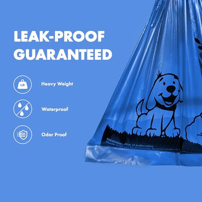GORILLA SUPPLY 1000 Dog Poop Waste Bags with Dispenser and Leash Tie, 9" x 13", Blue, 1000 Count - color: Blue