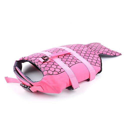 Dog Life Jacket Mermaid Swimming Vest Dog Safety Swimsuit Floatation Life Vest for French Bulldog/Pug(M,Mermaid) - size: Medium