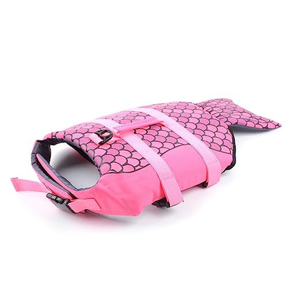 Dog Life Jacket Mermaid Swimming Vest Dog Safety Swimsuit Floatation Life Vest for French Bulldog/Pug(S,Mermaid) - size: Small
