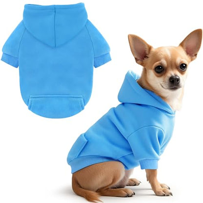 Idepet Pet Dog Hoodies Dog Clothes for Small Dogs Vest Chihuahua Clothes Warm Coat Jacket Autumn Puppy Outfits Cats Dogs Clothing(M,Dark Blue) - color: Dark Blue, size: Medium