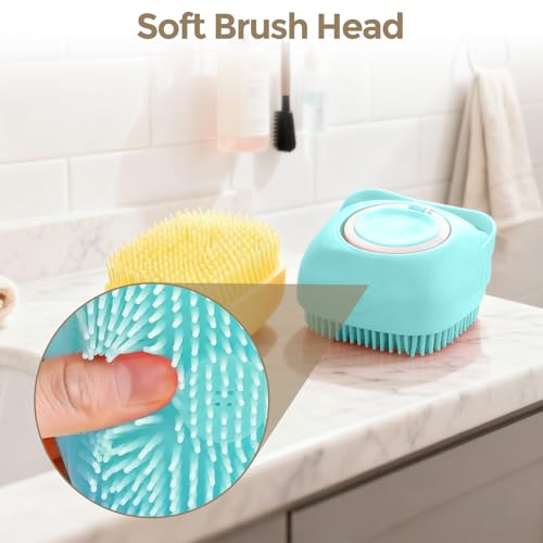 Silicone Dog Bath Brush – Dog Grooming Shampoo Scrubber with Soap Dispenser, Perfect for Shedding, Bathing, and Grooming, Ideal for Short and Long-Haired Dogs, Blue - color: blue